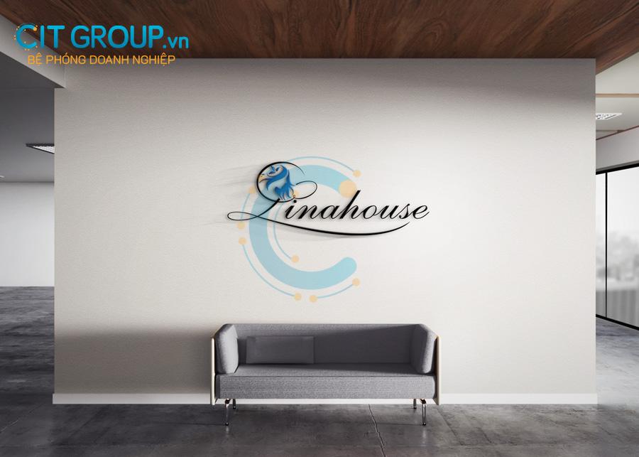 Mẫu thiết kế logo Salon Linahouse trên tường