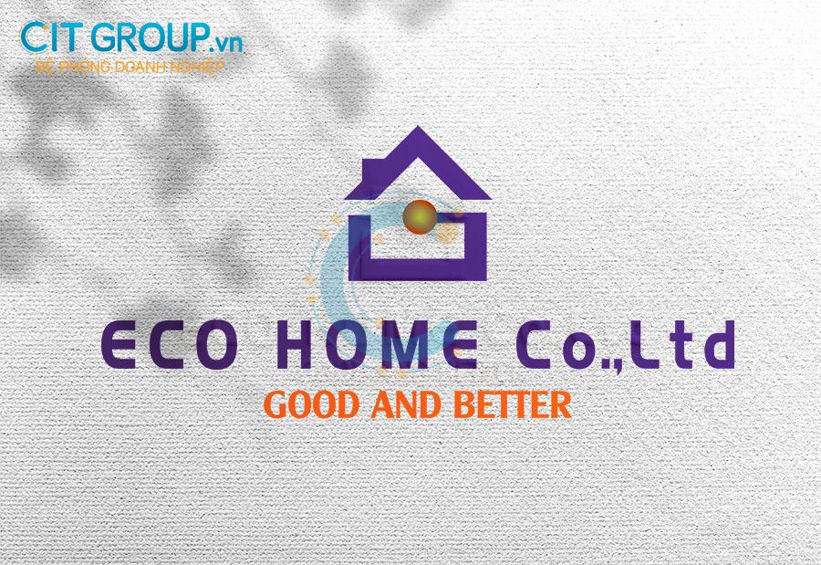 Logo eco home mockup mẫu 1