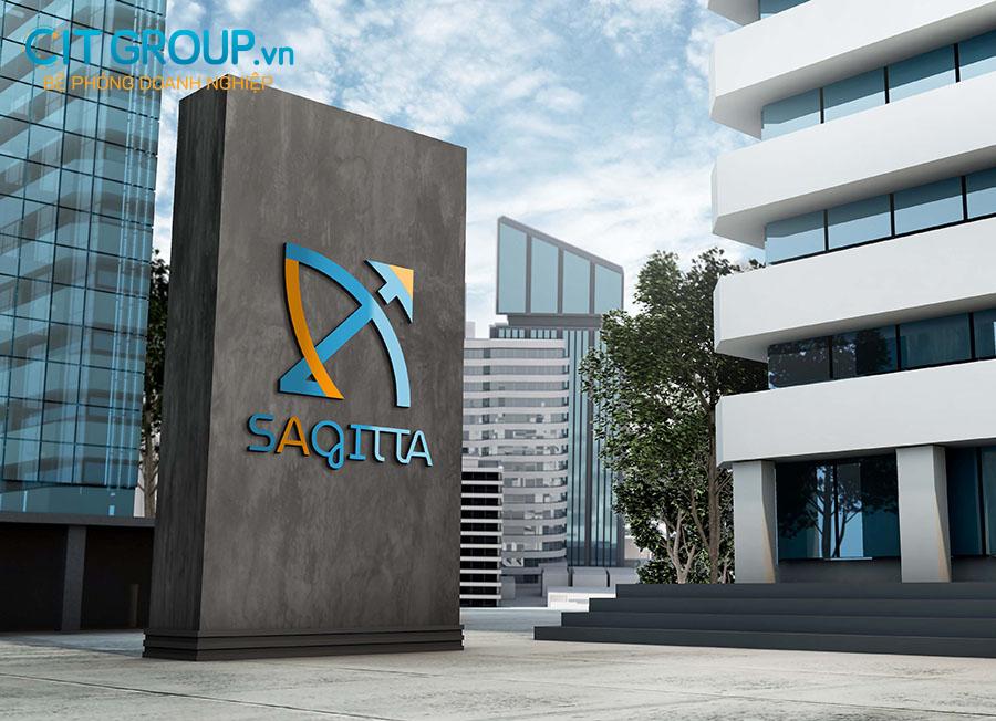 logo sagitta mockup standing