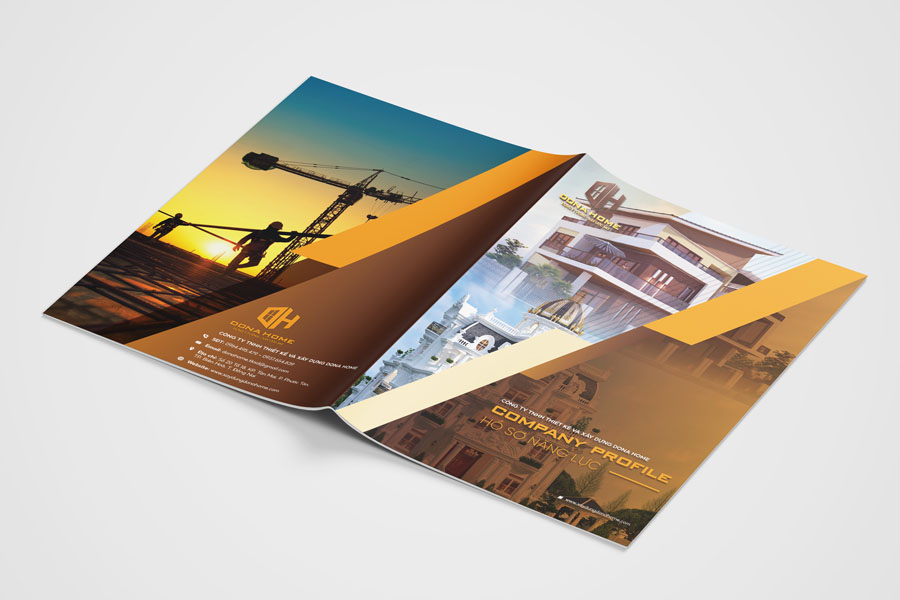 Màu sắc bìa HSNL Dona Home tinh tế và sang trọng, các hình ảnh nổi bật các dịch vụ kinh doanh của công ty