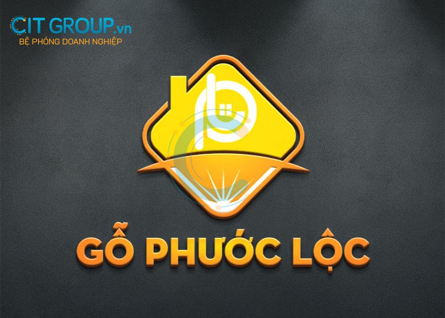 Logo gỗ Phước Lộc mockup 3D