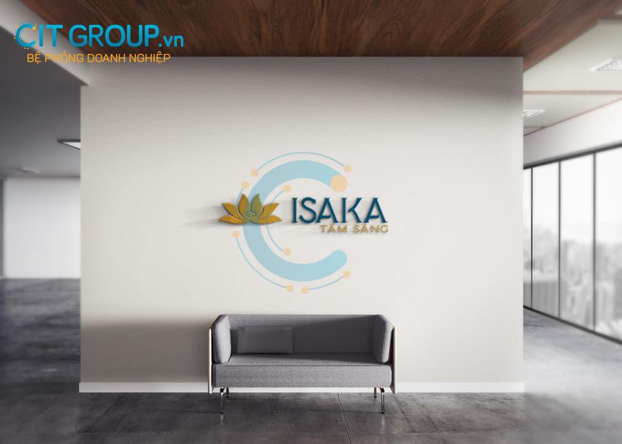 Logo dược phẩm ISAKA mockup wall