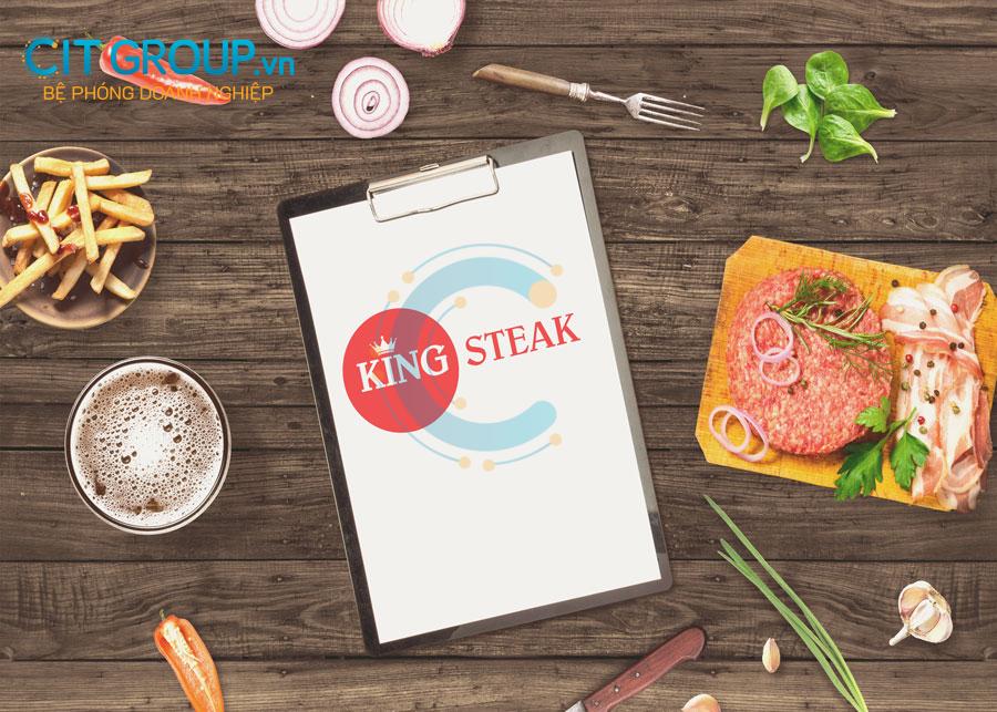 logo king steak đặt trên menu