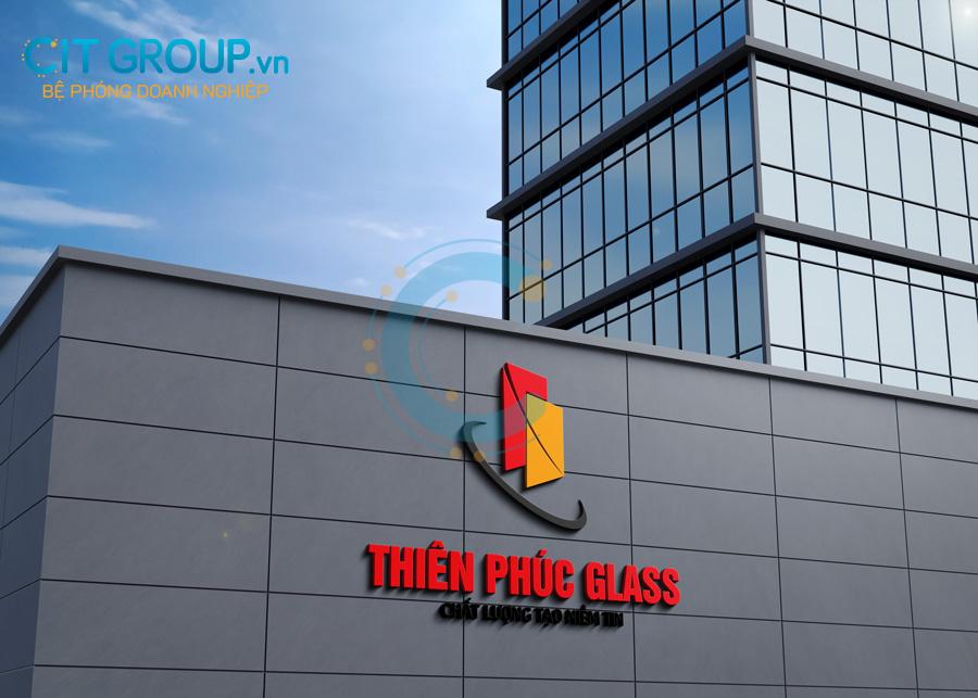 Thiết kế Logo Công ty Thiên Phúc Glass trên tòa nhà