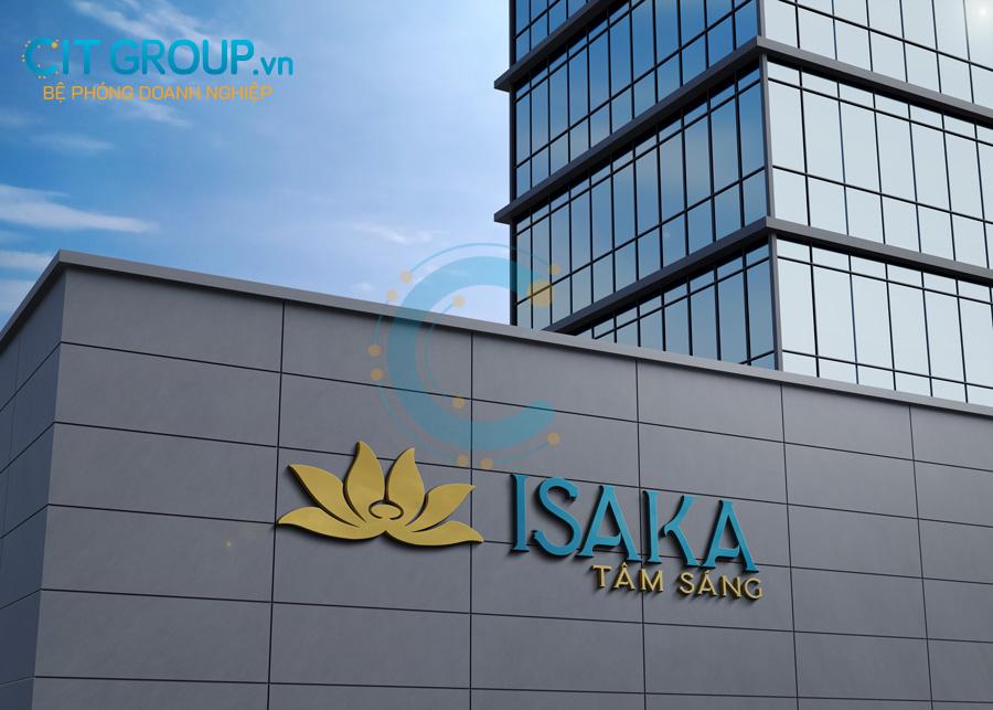 Logo dược phẩm ISAKA mockup building