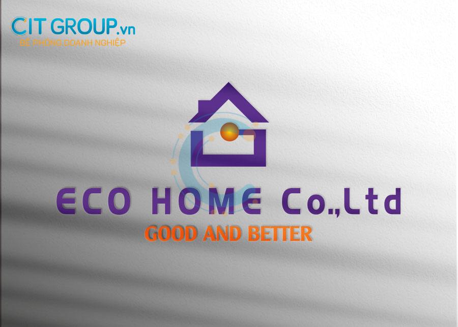 Logo eco home mockup mẫu 2